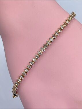 Swarovski Crystal Elements Diamond White Marquise Tennis Bracelet Gold Dainty